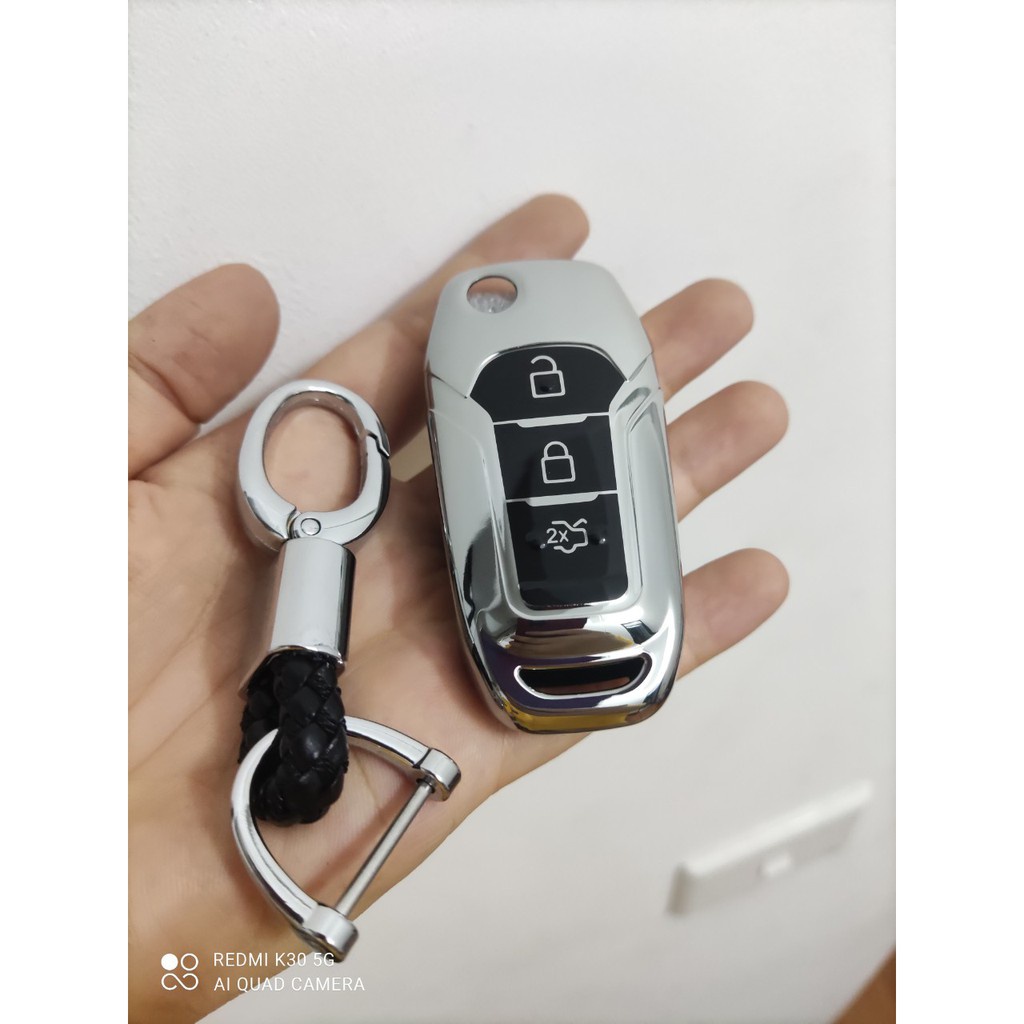 Ốp Chìa Khóa Silicon Tráng Gương Ford Ranger XLT- kèm móc