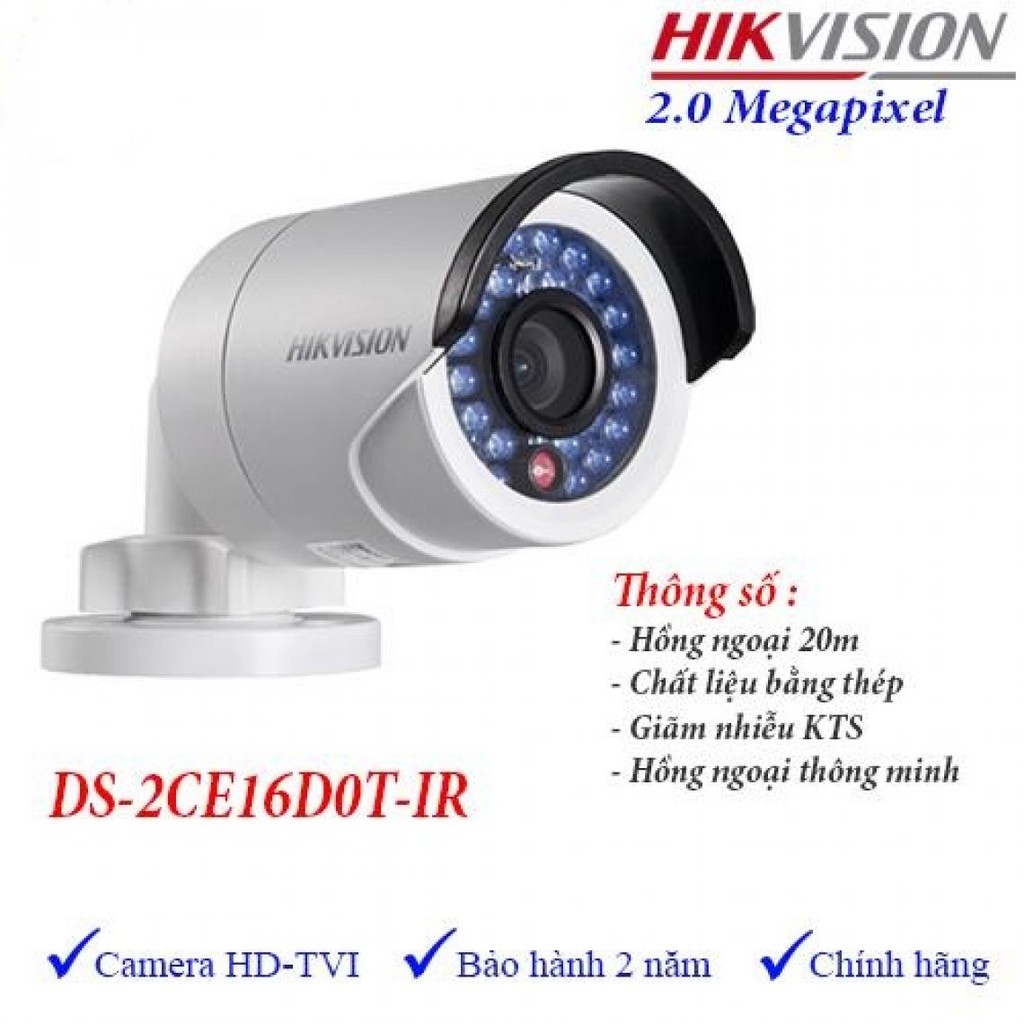 Camera  HD-TVI  hình trụ hồng ngoại 20m ngoài trời 2MP.