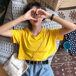 Áo Thun Croptop Cổ Tim Trơn Nữ - La mode