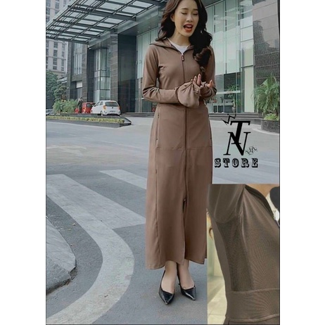 Áo chống nắng nữ toàn thân gu 2 lớp vải kim cương chất thun mát chống tia uv