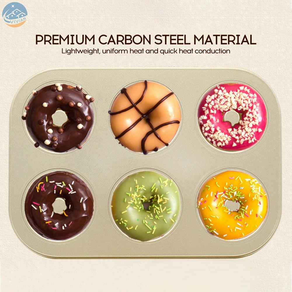 1 Khuôn Nướng Bánh Donut 6 Ngăn Bằng Thép Carbon Diy