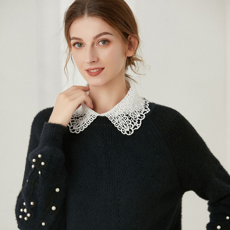 Cổ áo sơ mi giả phối ren thêu họa tiết màu trắng thời trang cho nữ
 | BigBuy360 - bigbuy360.vn