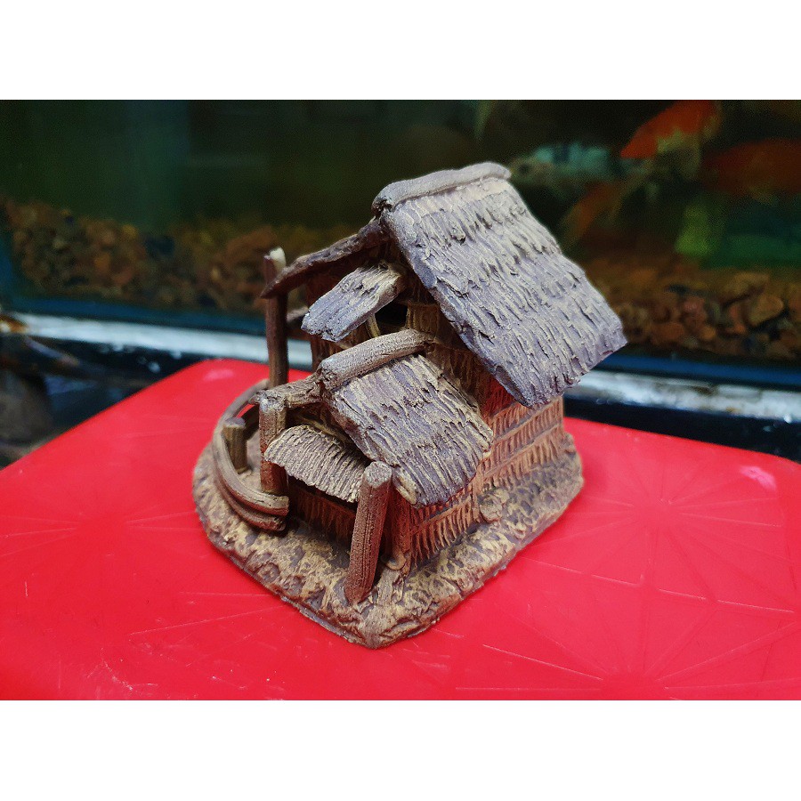 NHÀ LÁ TRANG TRÍ HỒ CÁ NON BỘ 10x10x9cm