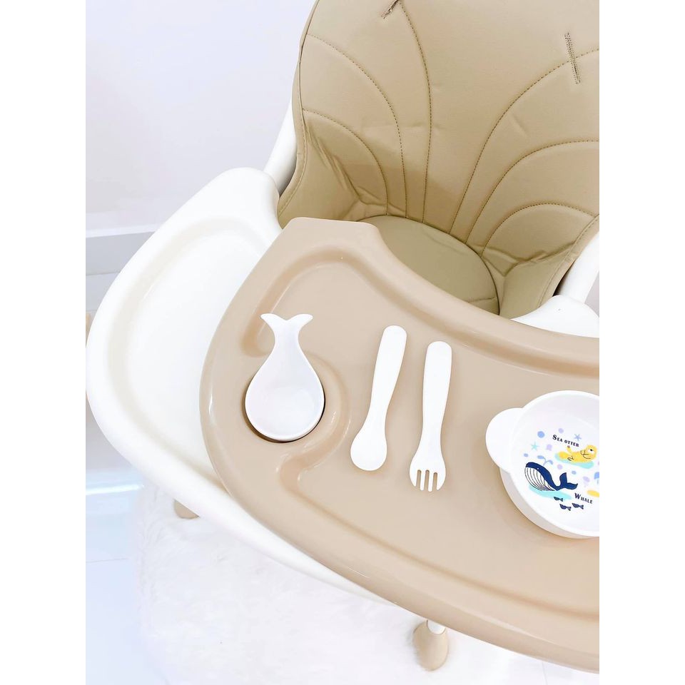 Ghế ăn dặm không bánh xe 9Baby cao cấp điều chỉnh độ cao cho bé màu nâu