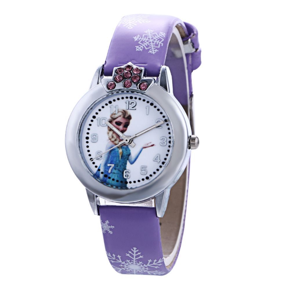 Đồng hồ thạch anh đính đá pha lê họa tiết hoạt hình Frozen cho bé gái