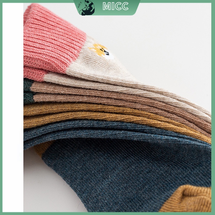 Bộ 5 Đôi Vớ Chất Liệu Cotton Thời Trang Thu Đông Ấm Áp Cho Bé