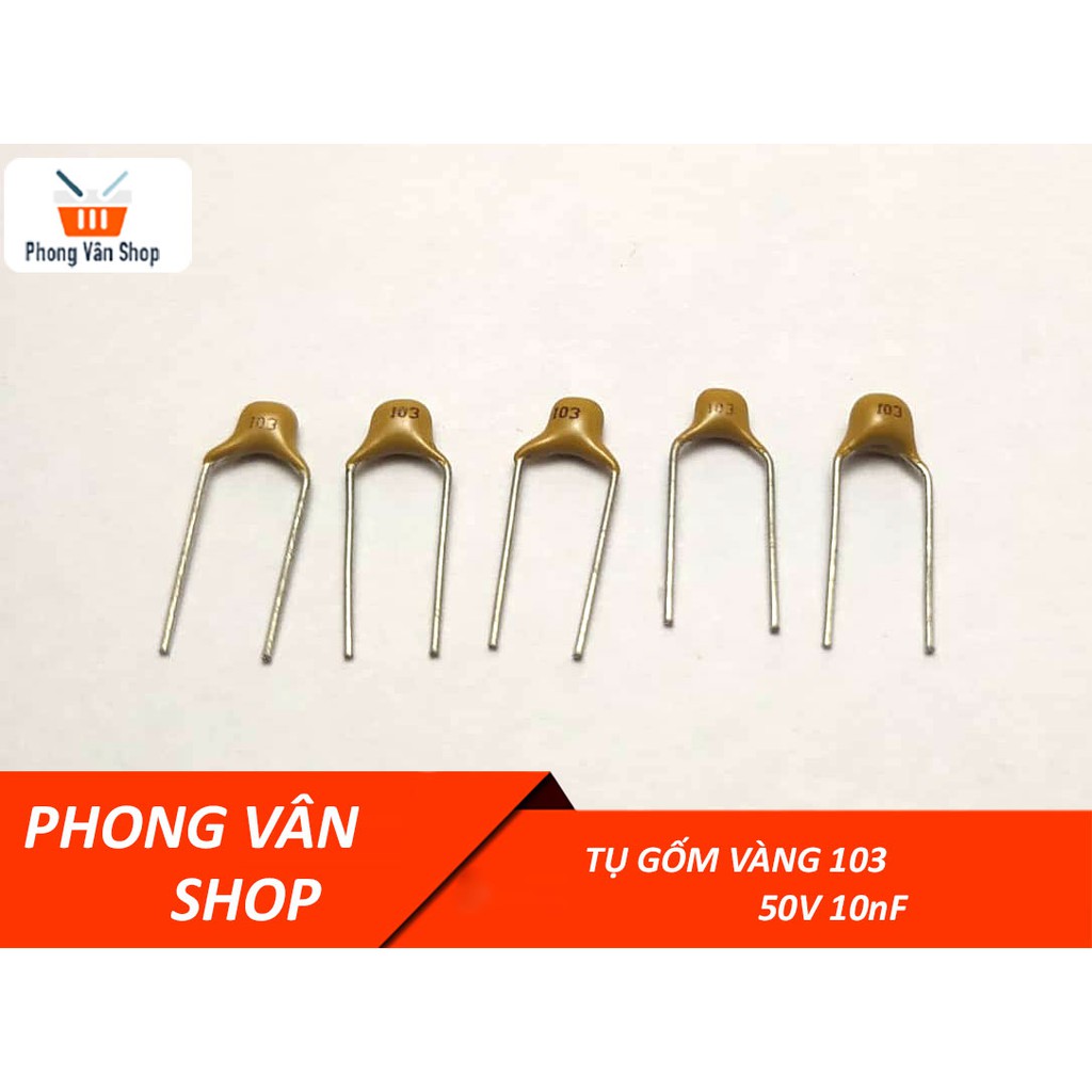 10 Tụ gốm vàng 103 50v 0.01uF 10nF