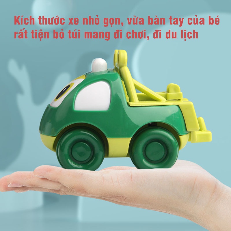 Bộ đồ chơi ô tô quán tính mi ni hoạt hình mô tả xe công trình, xe kỹ thuật, xe thang, xe cứu hộ đẹp và dễ thương