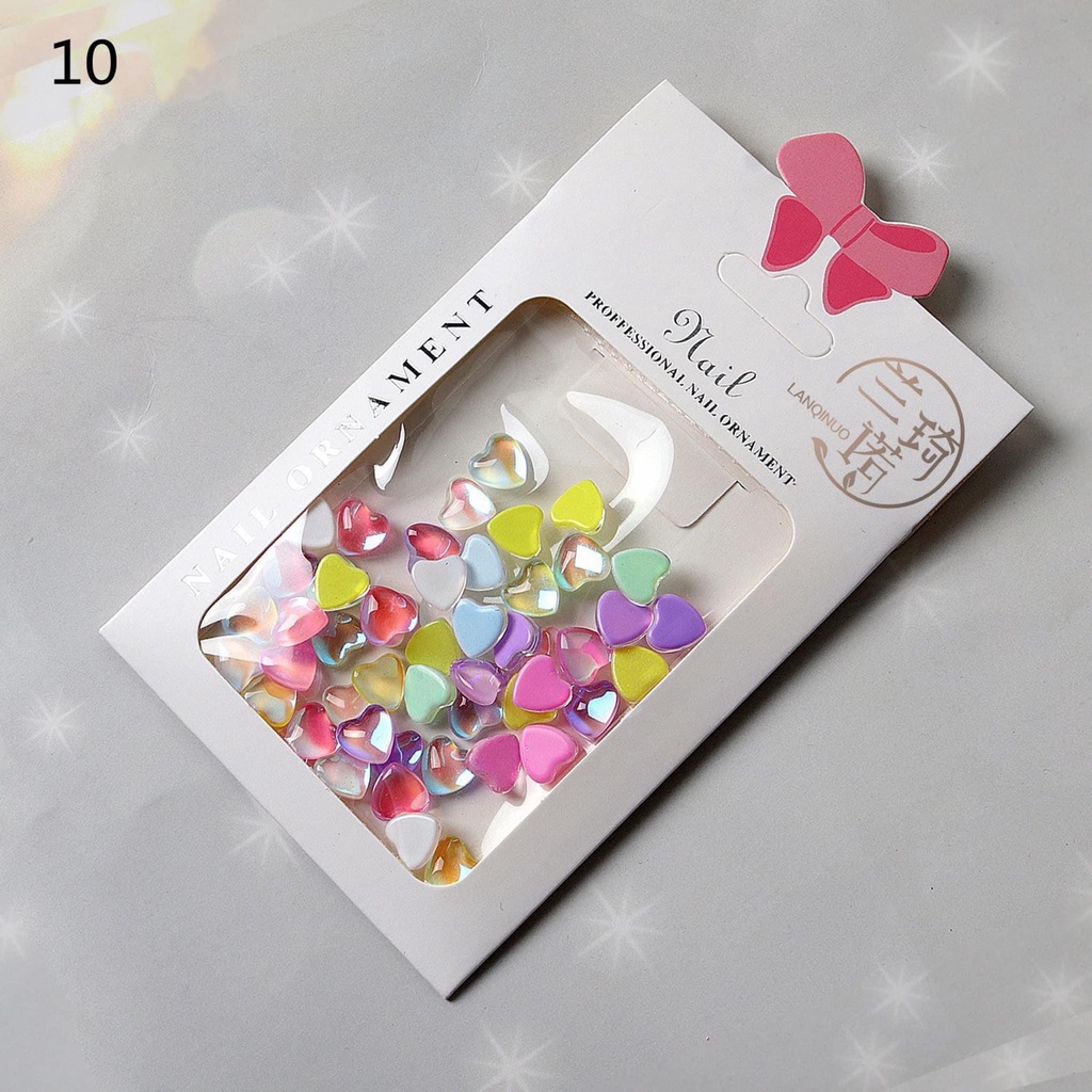 Charm Nail , Charm gắn móng hình tim màu trong mix màu