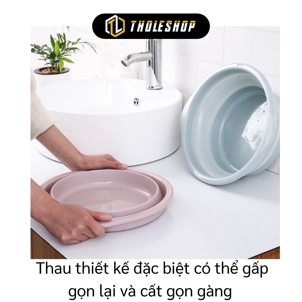 Thau Gấp Gọn - Chậu Xếp Gọn Rửa Mặt Không Chiếm Diện Tích, Có Lỗ Treo Lên 5809