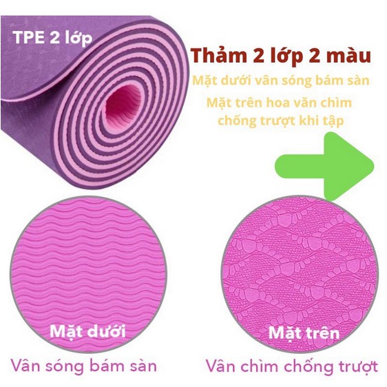 Thảm Tập Yoga 2 Lớp TPE Chống Trơn Trượt