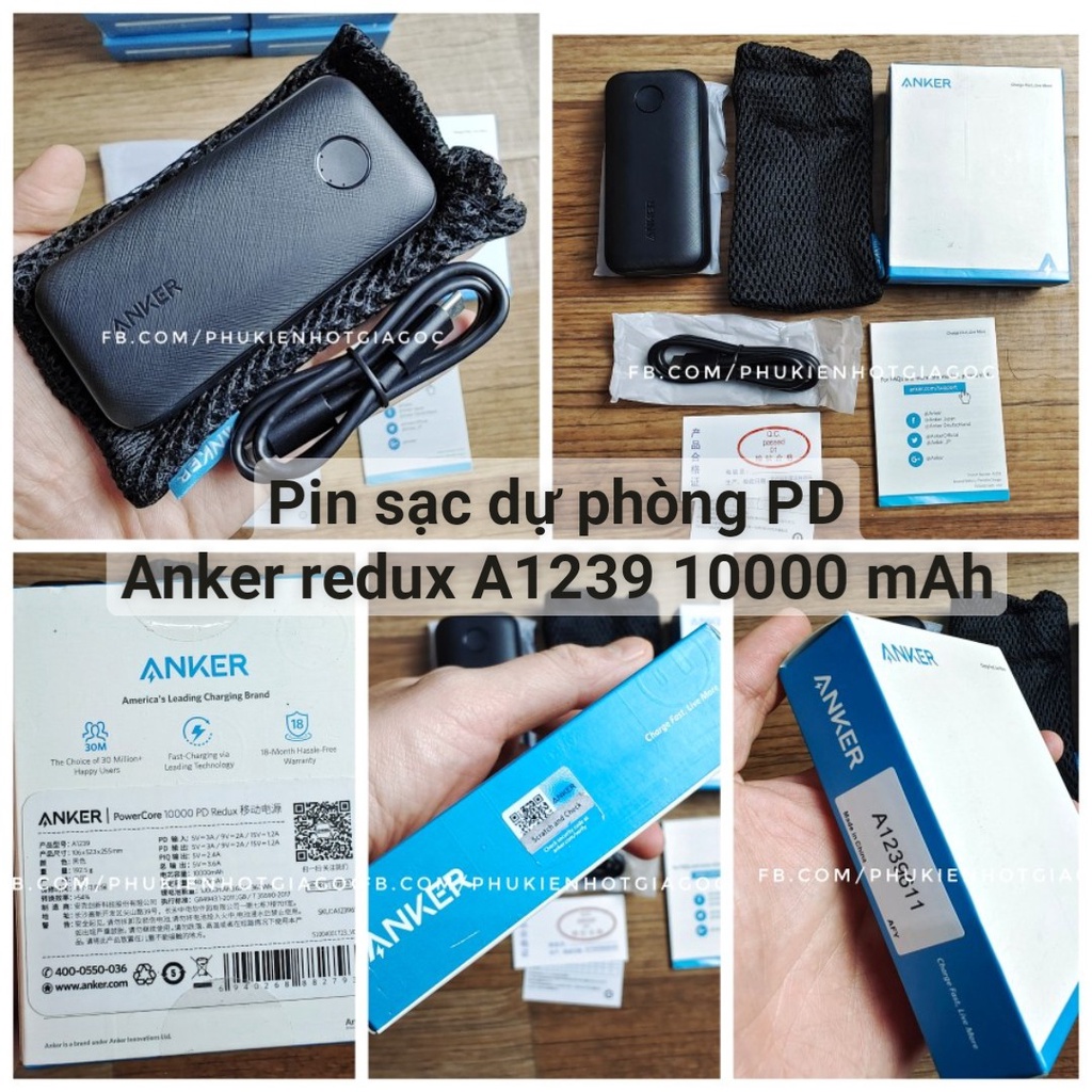 Sạc Dự Phòng Anker PowerCore Redux PD 10000 mAh Redux A1239 / 10.000 mAh Metro vải fabric PD A1239