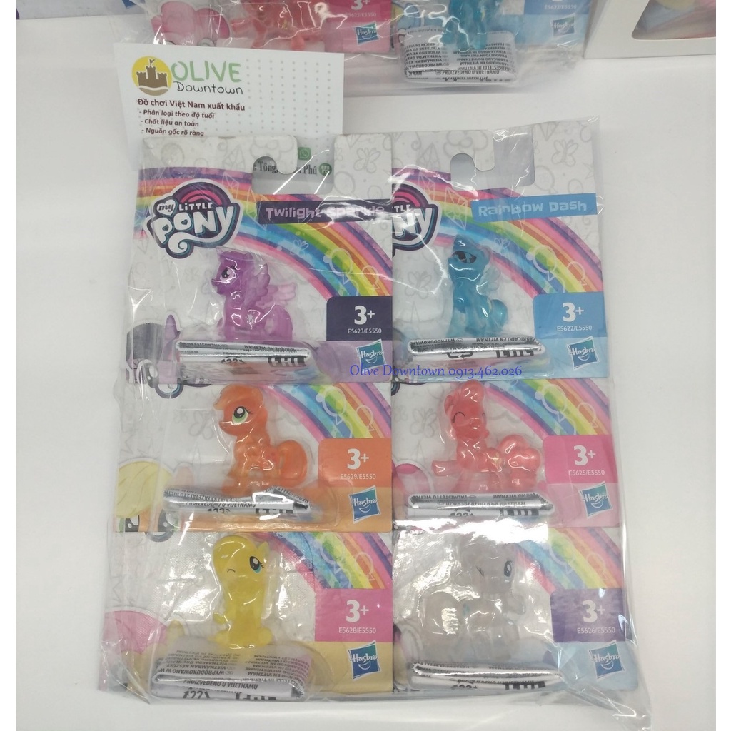 Combo 6 ♥️ Bộ 6 mô hình Ngựa Pony cao 4cm màu sắc trong suốt khác nhau - MY LITTLE PONY MINI FIGURES