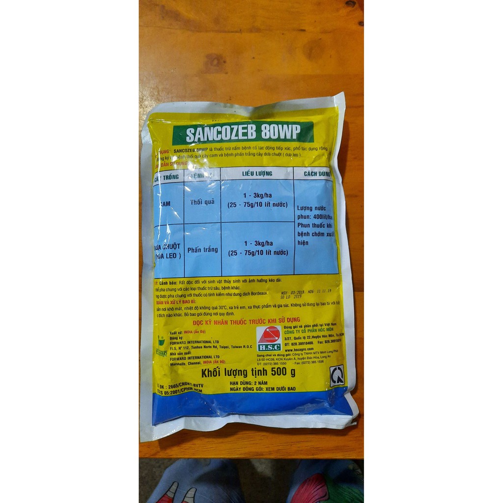 THUỐC TRỪ BỆNH Phấn trắng , thối quả cho cây trồng SANCOZEB 80 WP | gói 500gr