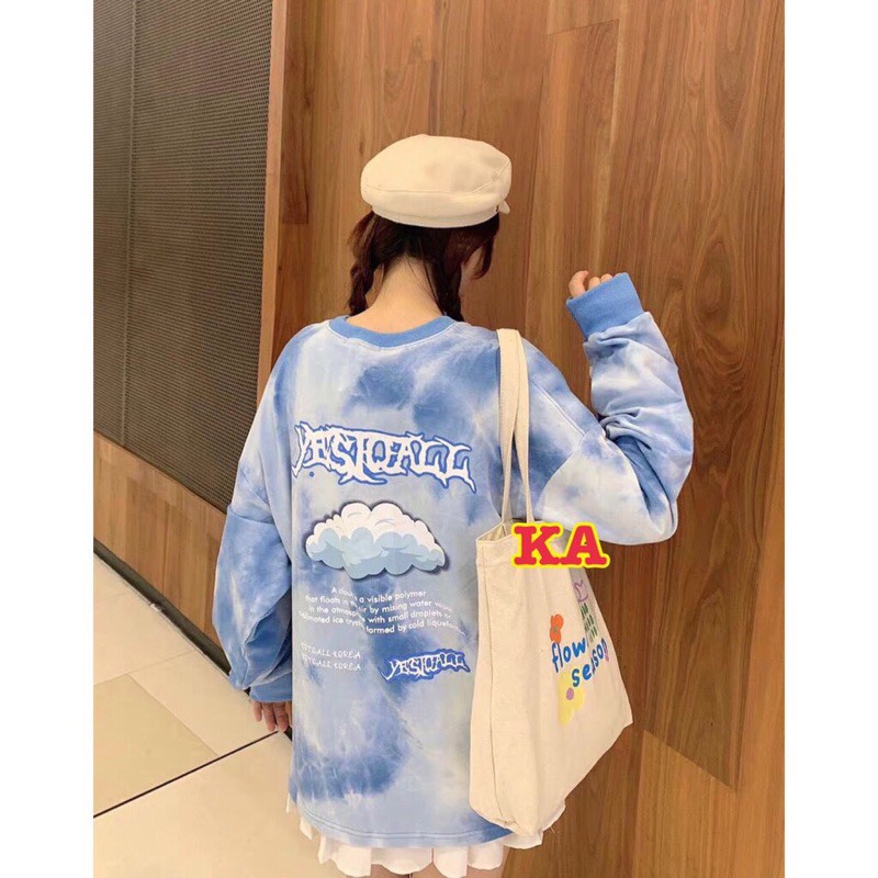 Áo sweater loang xanh da trời ulzzang