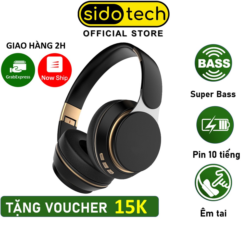 Tai Nghe Chụp Tai Bluetooth Không Dây SIDOTECH S70 Pin Trâu Chống Ồn Chơi Thể Thao Gaming Cho Điện Thoại Android Iphone