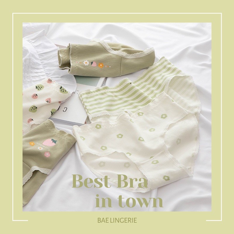 (Có chọn màu) Quần lót nữ cotton thun dễ thương lưng vừa GREEN TEA - Bae Lingerie