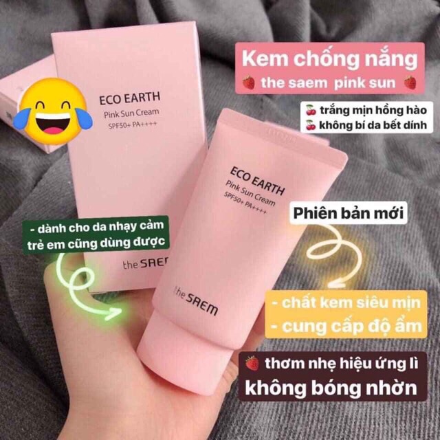 Kem Chống Nắng The Seam Eco Earth Power Pink Sun Cream SPF 50SPF