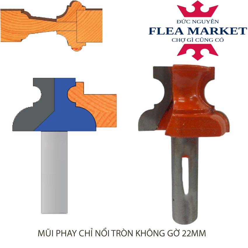 MŨI SOI GỖ - MŨI PHAY GỖ ĐÁNH CHỈ NỔI TRÒN CÓ GỜ CỐT 12.7MM - HÀNG VIỆT NAM CHẤT LƯỢNG CAO CAO CẤP