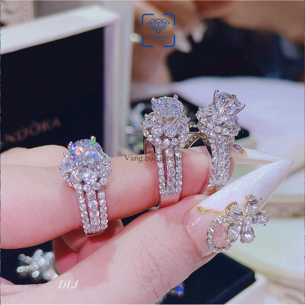 Nhẫn nữ xi bạch kim mặt đá cao sang chảnh, chuẩn bạc ý 925 - Anchi jewelry