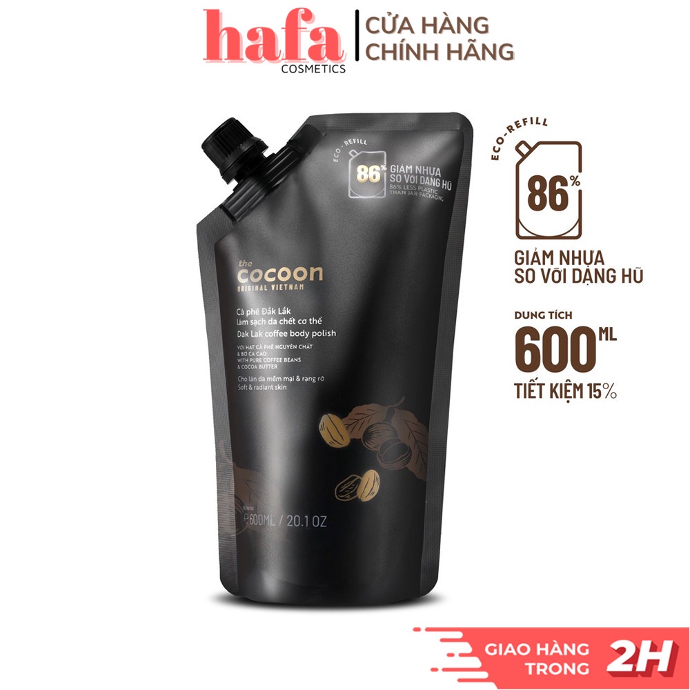 [Bigsize 600ml] Tẩy da chết Cà phê Đắk Lắk làm sạch da chết cơ thể Cocoon cho làn da mềm mại &amp; rạng rỡ 600ml