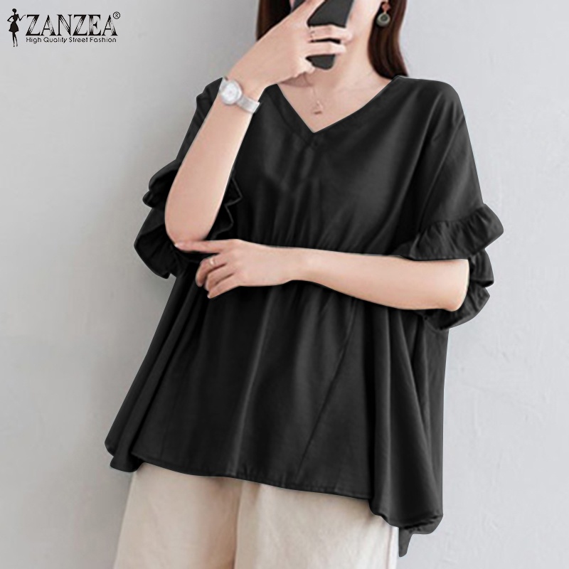 Zanzea Áo Tay Ngắn Cổ Chữ V Thời Trang Sành Điệu Cho Nữ