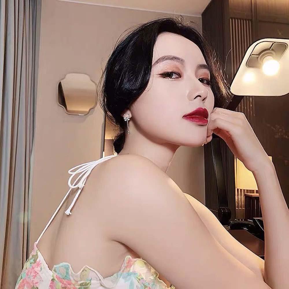 Bông Tai Dáng Dài Phối Tua Rua Thời Trang Hàn Quốc Cho Nữ