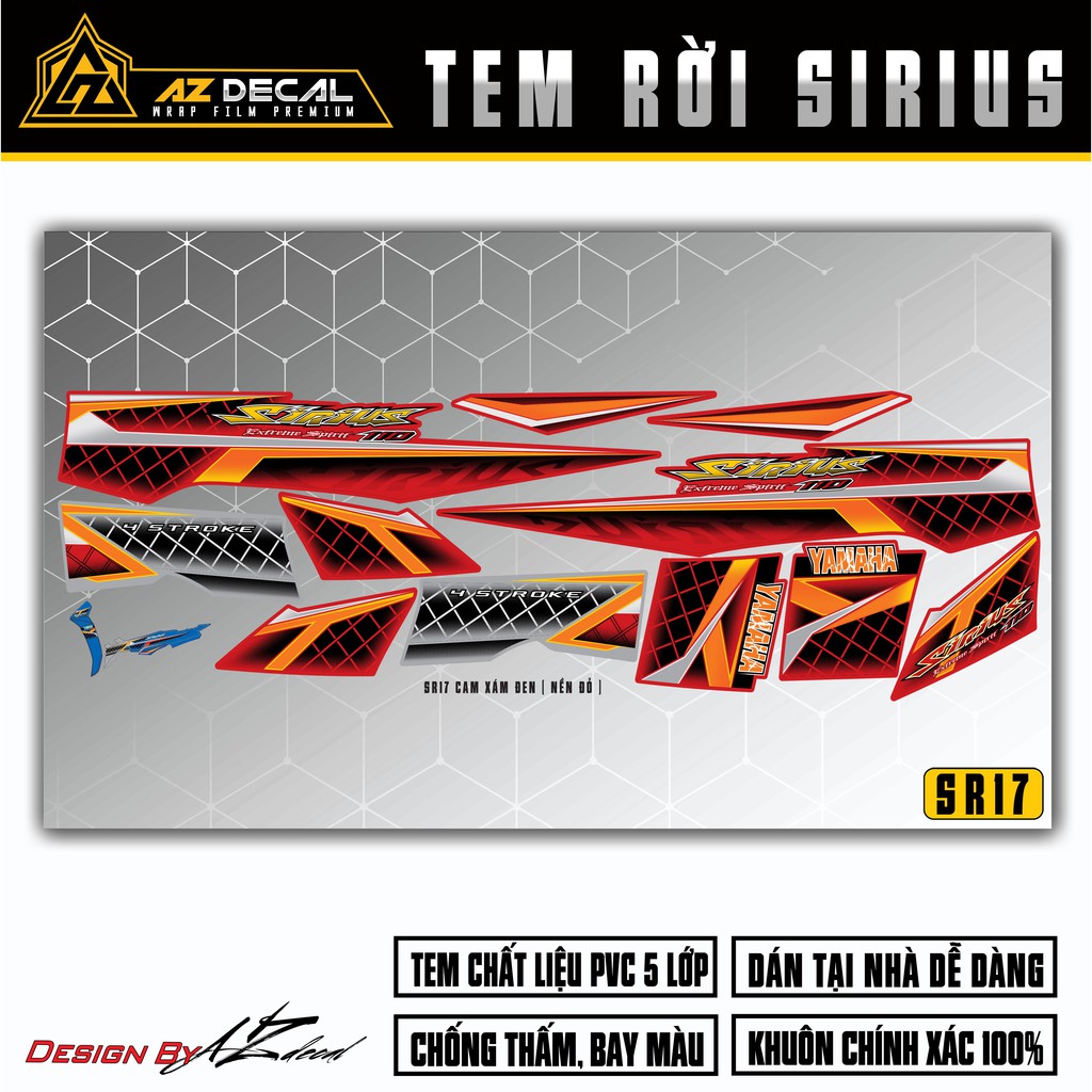 Tem Sirius Mẫu 4 - Stroke Cao Cấp | SR17 | Chất Liệu Chống Nước, Chống Phai Màu, Dễ Dán