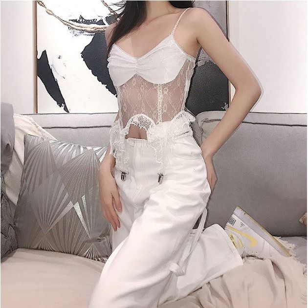 Áo croptop dạng corset ren 2 dây sang chảnh HAC114 - Hỉn Hỉn Store