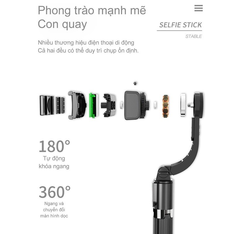 (BẢO HÀNH 1 THÁNG) Gậy chụp ảnh chống rung gimbal L08 có nút buetootj quay phim chụp ảnh hàng loại 1