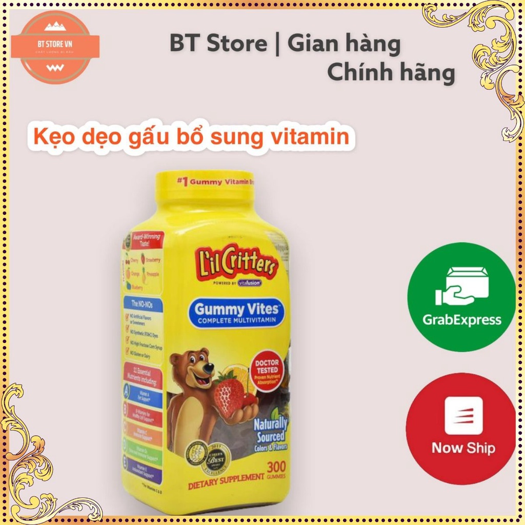 Kẹo dẻo Gấu Gummy bổ sung Vitamin L’il Critters Gummy Vites 300 viên - Bill Mỹ (chính hãng)