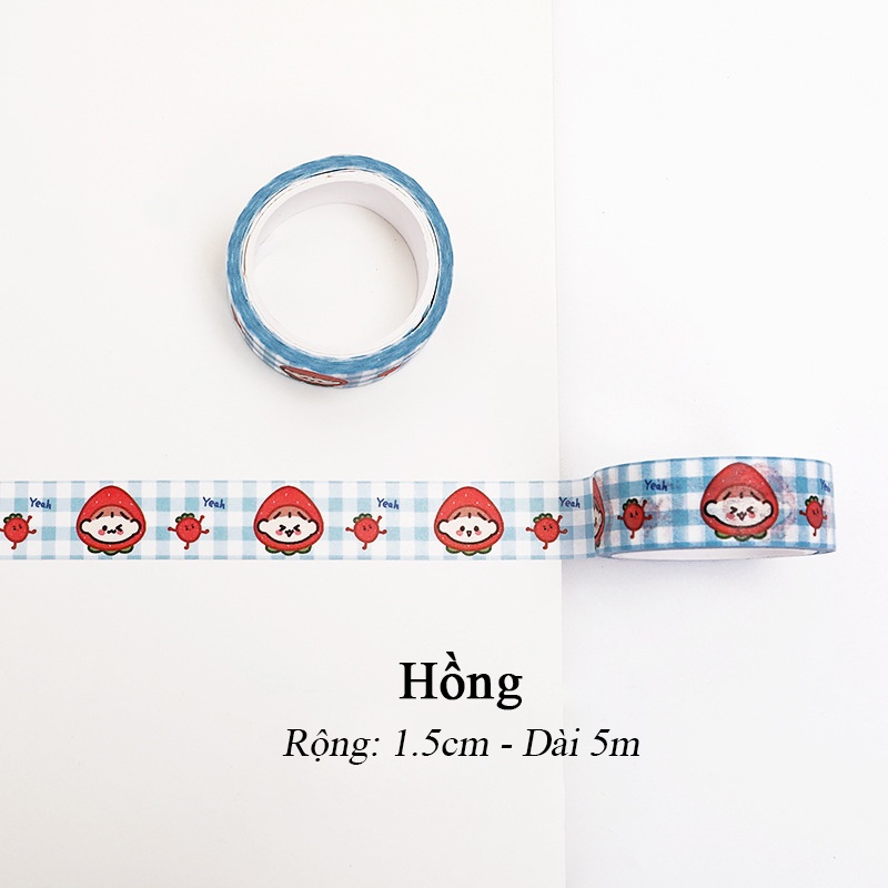 Cuộn Washi Tape băng dính dán trang trí DIY với nhiều hình cute dễ thương (dài 5m)
