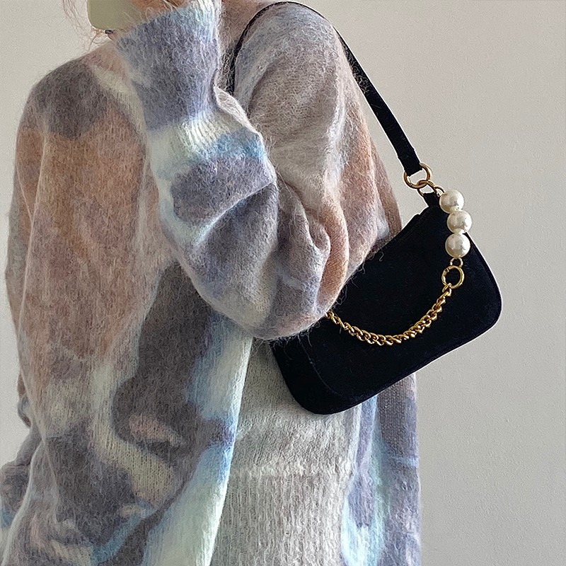 Túi kẹp nách da lộn phối dây xích cực sang S042 | BigBuy360 - bigbuy360.vn