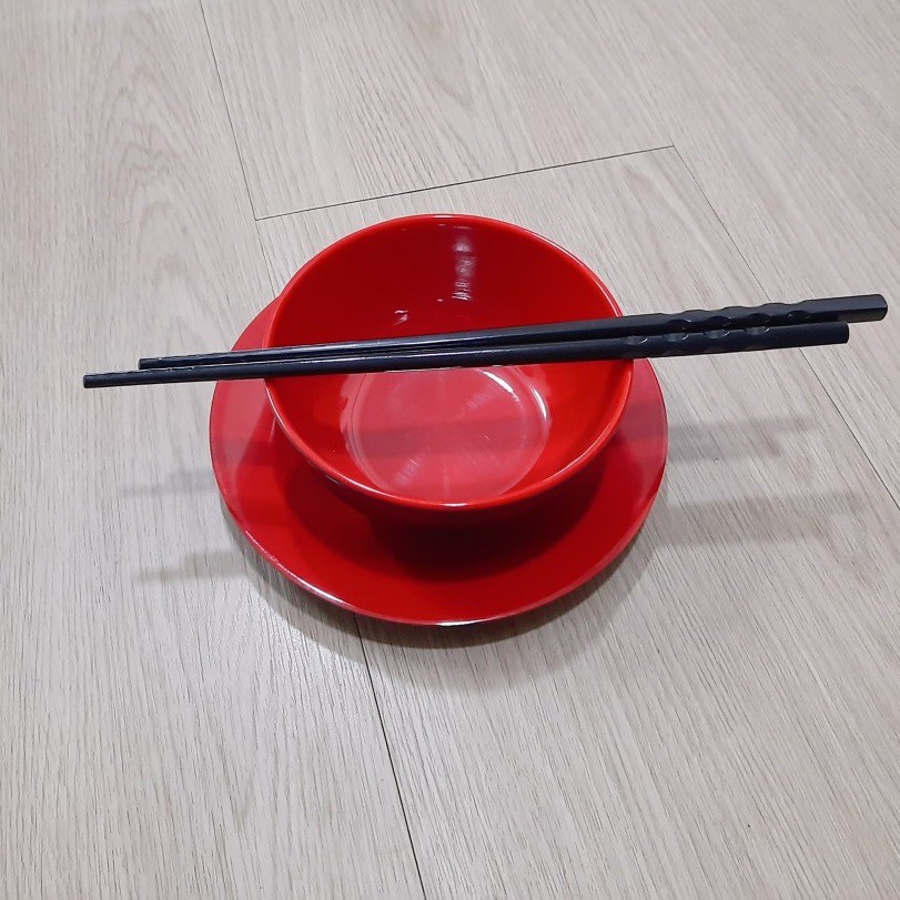 Combo 10 Chén Dĩa Đủa 2 Lớp Đỏ Đen Cao Cấp