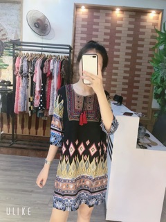 Váy lanh thổ cẩm QC