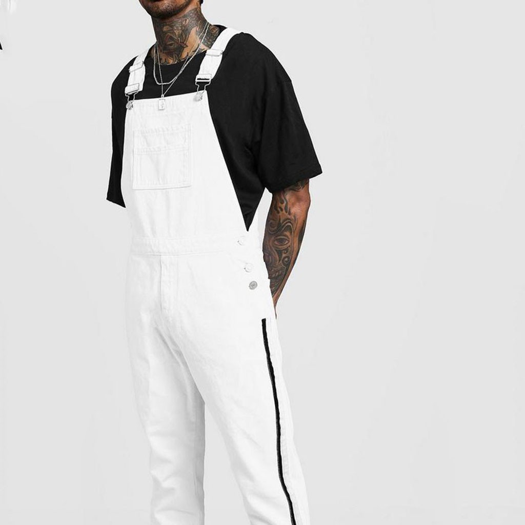 janesame_Mens   Pocket Jeans Overall Jumpsuit  Streetwear  Overall Suspender Pants