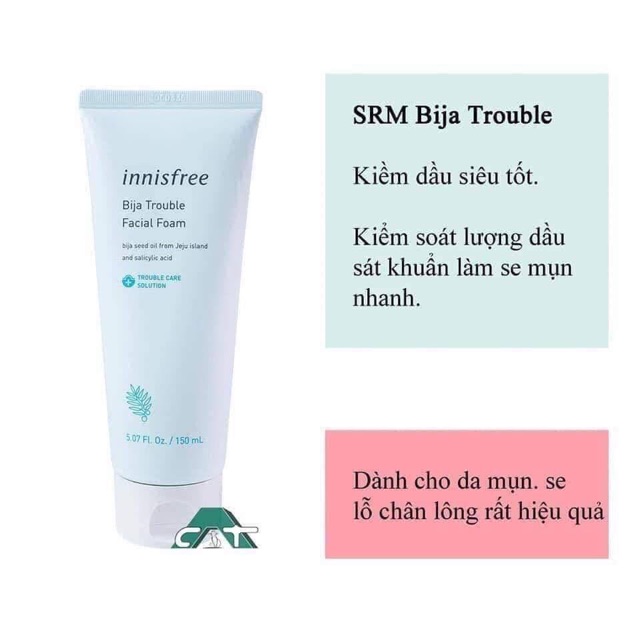 Sữa rửa mặt💖𝑭𝑹𝑬𝑬𝑺𝑯𝑰𝑷💖Sữa rửa mặt Innisfree Bija Trouble Facial Foam 150ml trắng da ngăn ngừa mụn hiệu quả