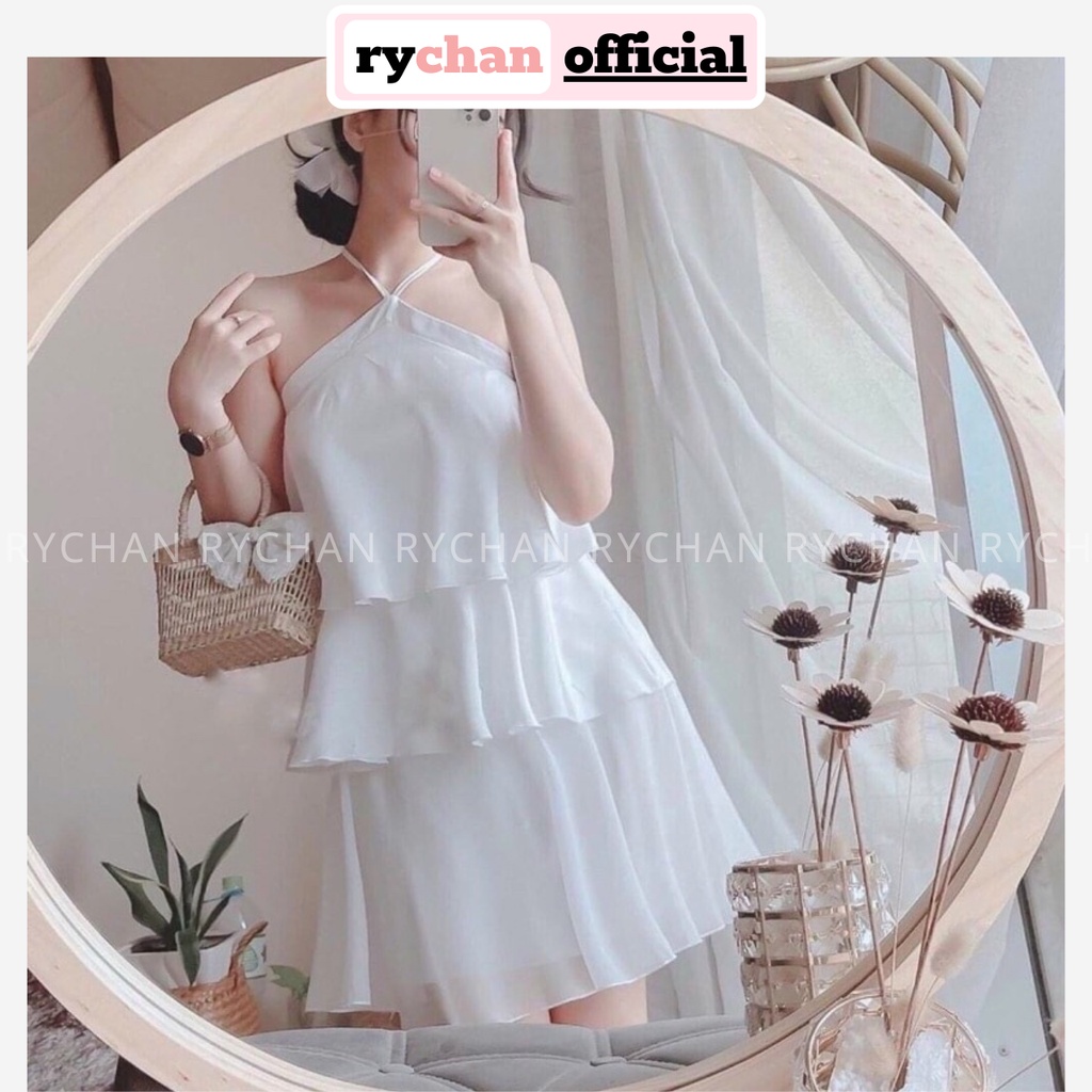 Đầm Váy Nữ Dạo Biển Form Ngắn Cổ Yếm 3 Tầng Sang Trọng Thanh Lịch Màu Trắng [ẢNH THẬT CUỐI] - DX9899