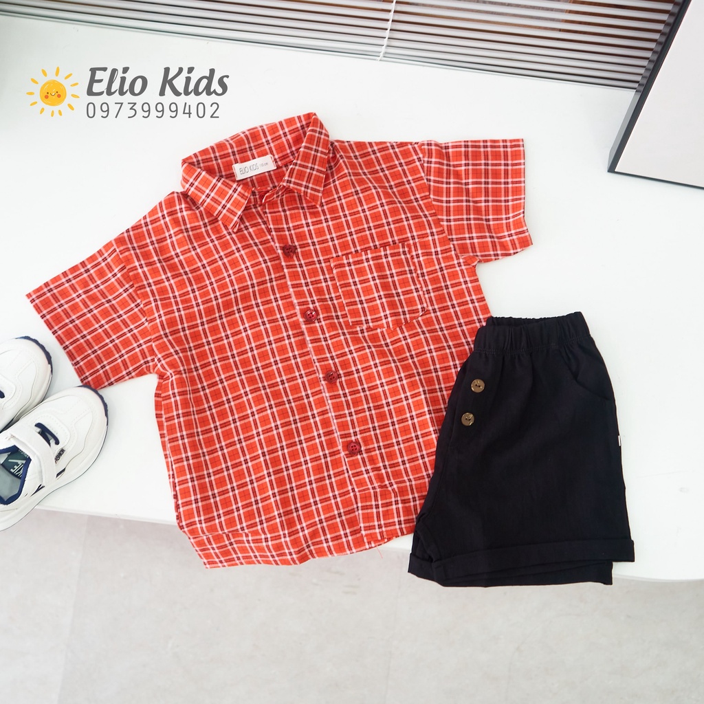 Áo sơ mi bé trai, áo sơ mi bé trai caro chất vải thô mềm mịn AS02