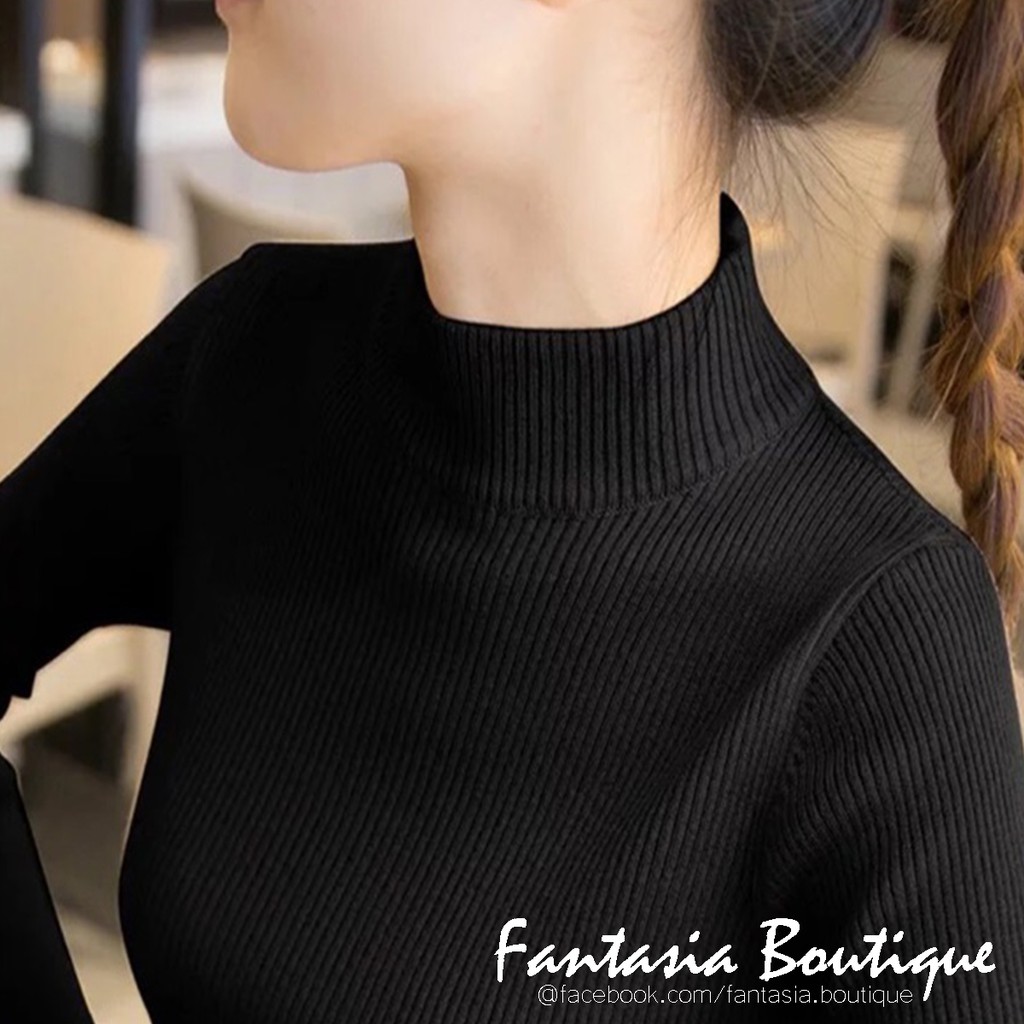 ÁO THUN NỮ GÂN LEN CỔ LỌ TAY DÀI | BigBuy360 - bigbuy360.vn