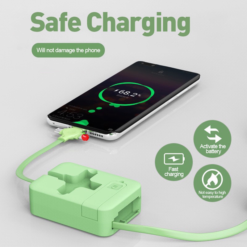 Dây Cáp Sạc Nhanh 3 Trong 1 3A Micro USB 8Pin Type C Có Giá Đỡ Điện Thoại Android