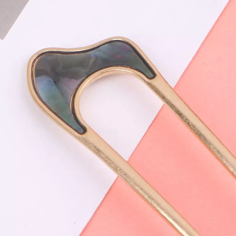 Trâm cài tóc kim loại hình chữ U phong cách cổ điển cho nữ