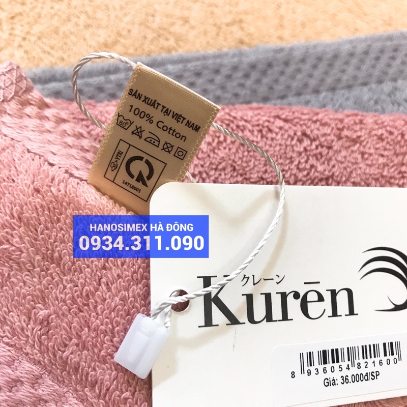 Khăn mặt Kuren sợi bông cotton 100% tiêu chuẩn xuất Nhật Hanosimex