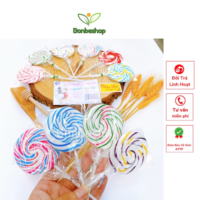 1 Cây Kẹo Mút Cầu Vồng Trái Cây Lollipop Siêu Thơm Ngon, Đậm Vị