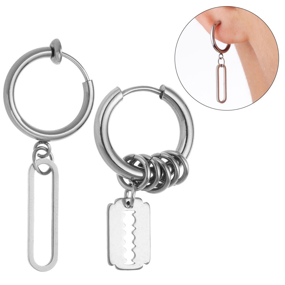 Khuyên Tai Dạng Kẹp Hình Ovan Không Xỏ Khuyên Thời Trang Phong Cách Punk