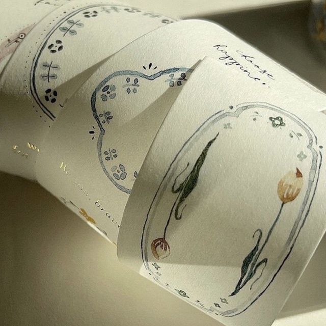 (Chu kỳ) Băng dính trang trí washi tape hoạ tiết khung hoa của PION