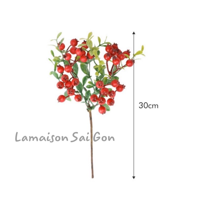 Cành lá berry cao 30cm dùng trong decor trang trí nhà cửa, hoa lụa cao cấp, hoa cưới.