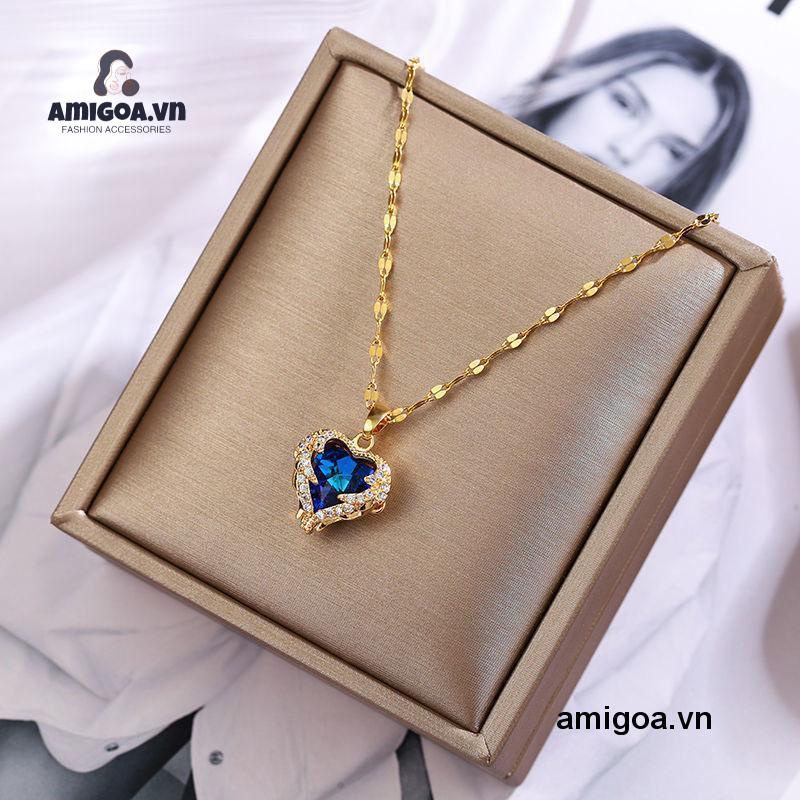 ✨✨Vòng cổ Hợp Kim Mặt Hình Trái Tim Đính Đá Nhiều Màu Xinh Xắn Cho Nữ