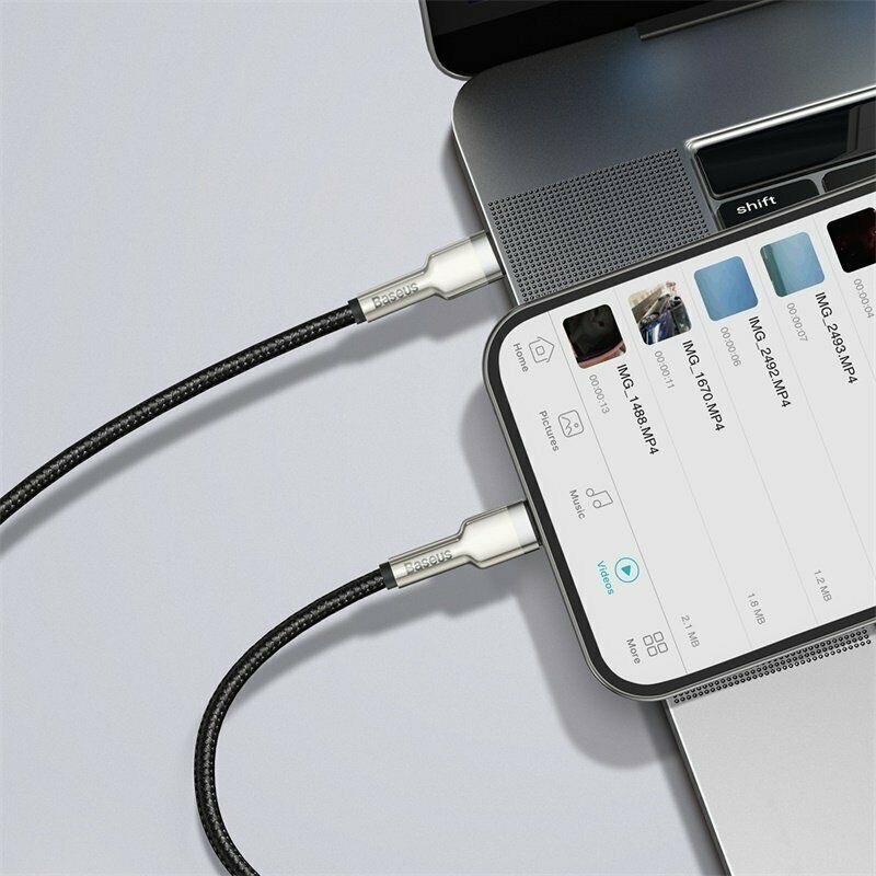 Cáp sạc nhanh 20w iphone ipad hỗ trợ truyền dữ liệu type c to lightning 2 mét dây bọc dù chống gãy gập chính hãng baseus