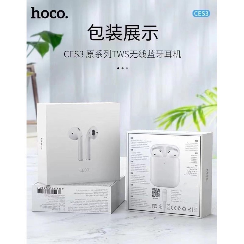 Tai nghe Bluetooth TWS Hoco CES3 Original series V5.0 (Trắng)